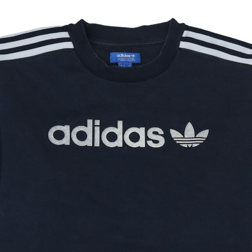 Adidas Mens Blue Crew Neck Logo Pullover Sweatshirt M