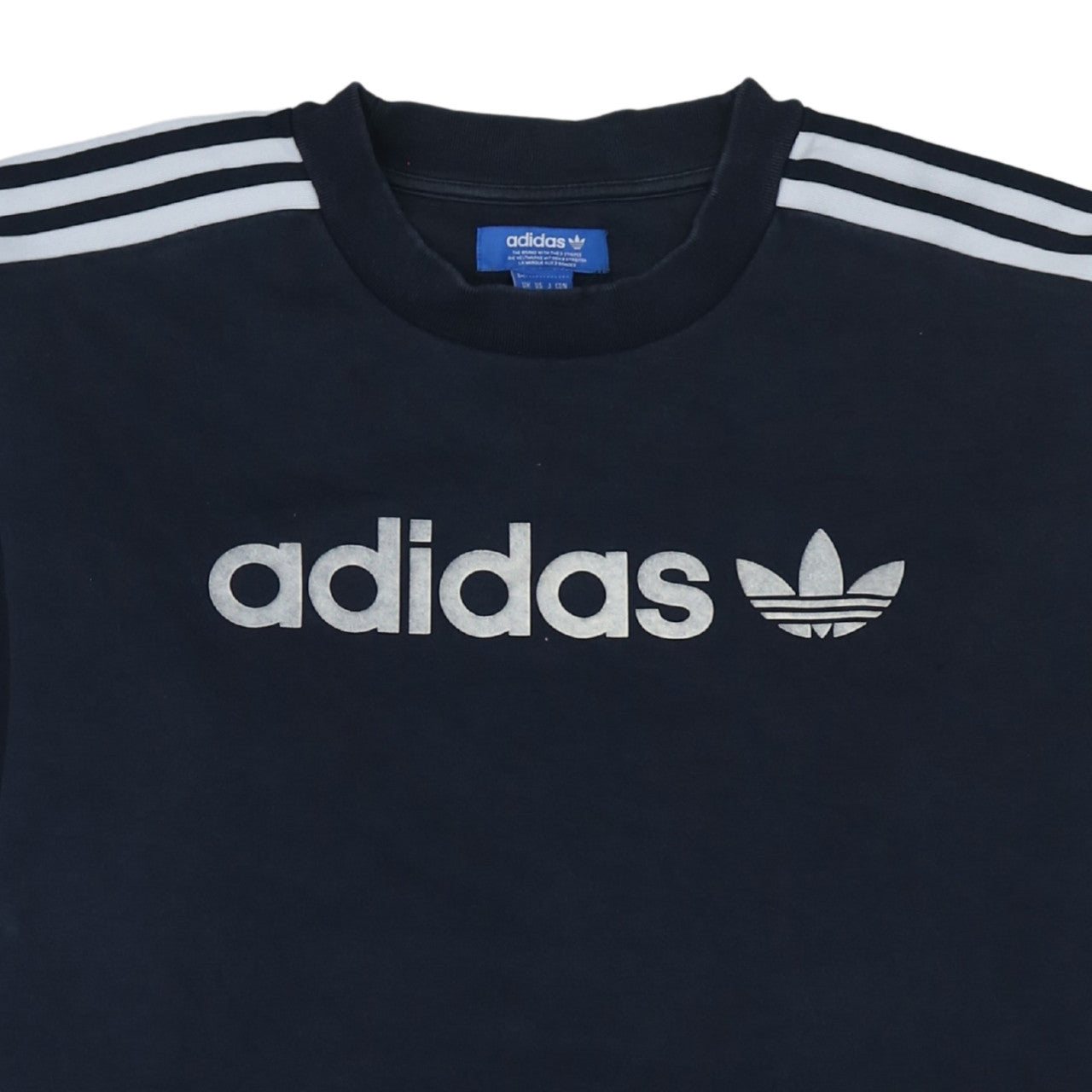 Adidas Mens Blue Crew Neck Logo Pullover Sweatshirt M