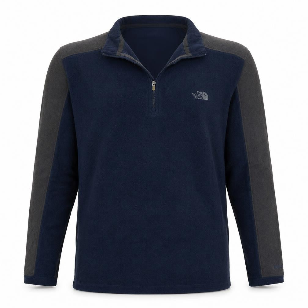 Front view of The North Face Men's Blue Fleece 1/2 Zip Pullover Sweatshirt S
