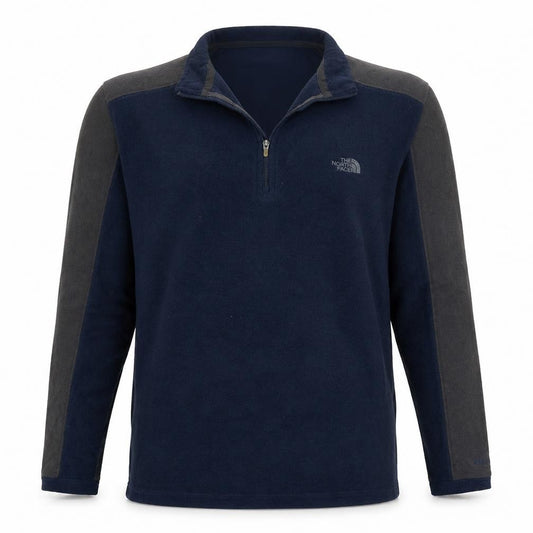 Front view of The North Face Men's Blue Fleece 1/2 Zip Pullover Sweatshirt S