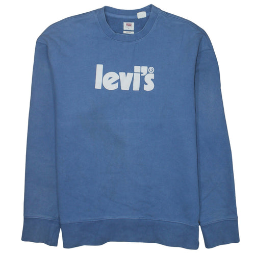 Levi's Men's Blue Relaxed Fit Logo Crew Neck Sweatshirt Medium