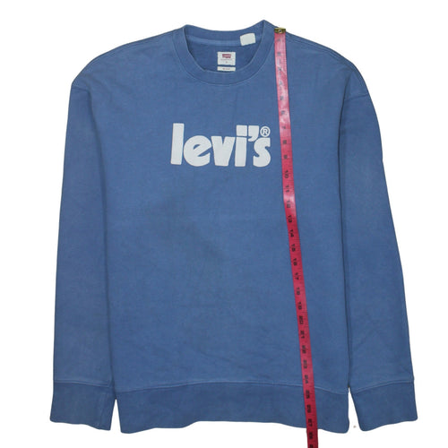 Levi's Men's Blue Relaxed Fit Logo Crew Neck Sweatshirt Medium