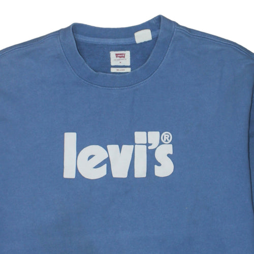 Levi's Men's Blue Relaxed Fit Logo Crew Neck Sweatshirt Medium