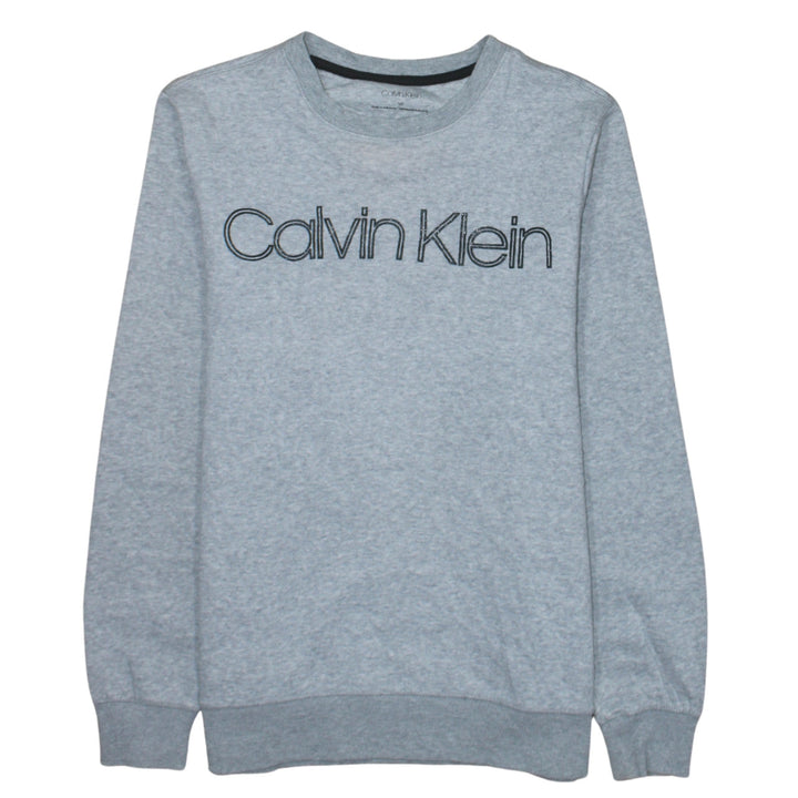 Calvin Klein Men's Grey Logo Pullover Sweatshirt Size S
