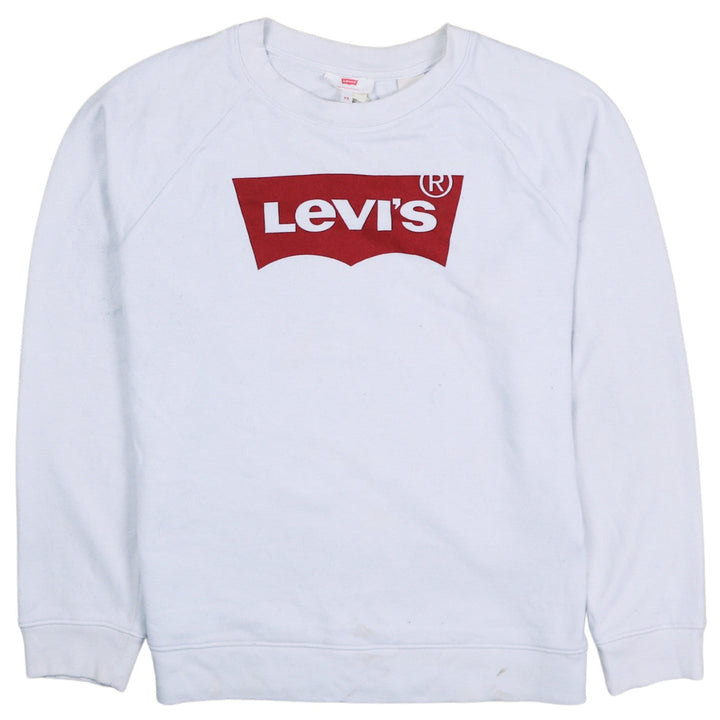 Levi's Men's White Logo Crew Neck Sweatshirt XS Pullover