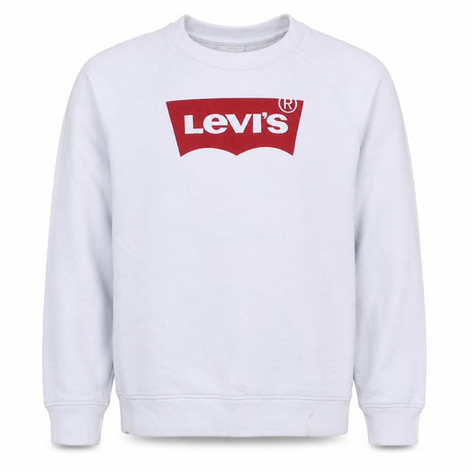 Front view of Levi's Men's White Logo Crew Neck Sweatshirt XS Pullover