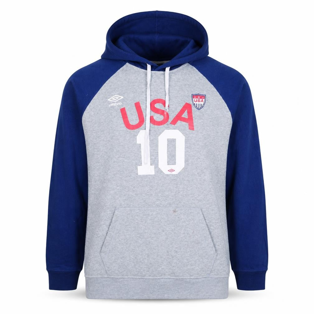 Front view of Umbro Men's Grey & Blue USA 10 Hoodie Medium Pullover Sportswear