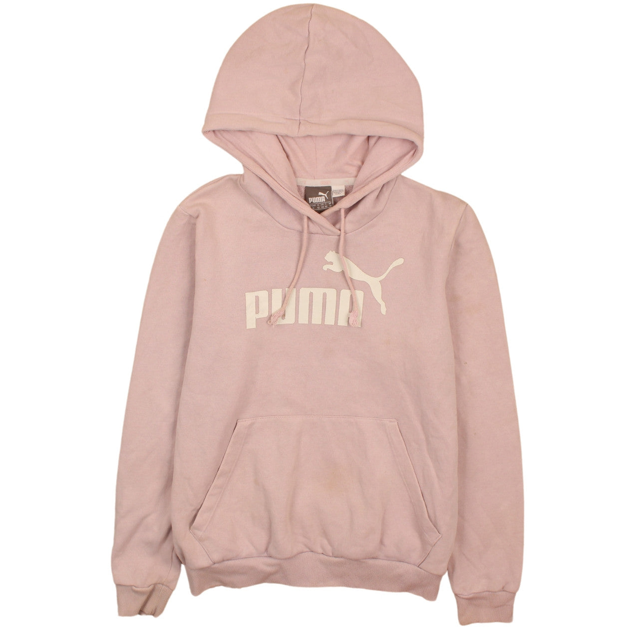 Puma Women Pink Logo Pullover Hoodie Size 14 Cotton Blend