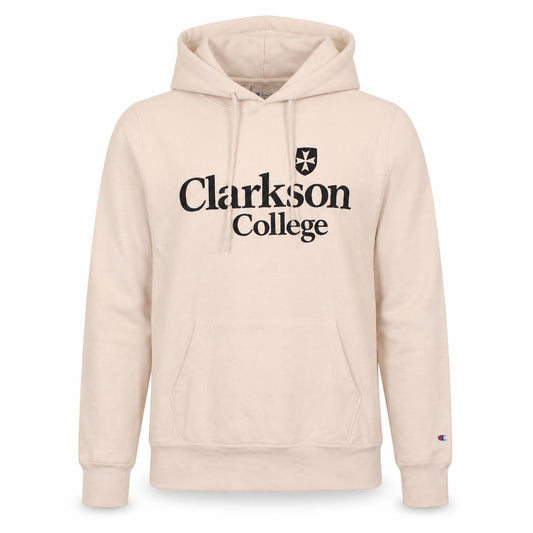 Front view of Champion Men Beige Clarkson College Pullover Hoodie M