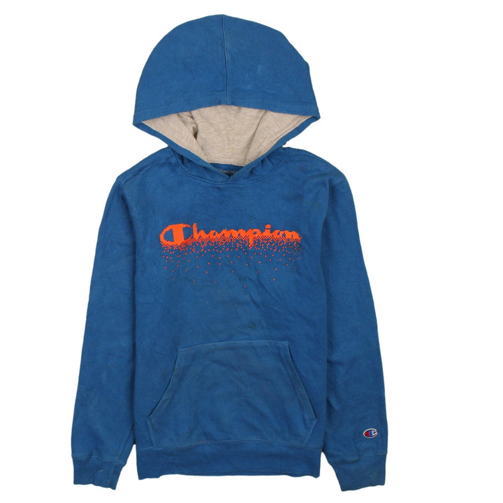 Champion Boys Blue L Pullover Hoodie with Graphic Logo Print