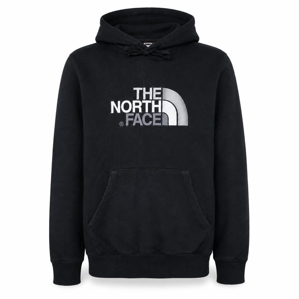 Front view of The North Face Men's Black Pullover Hoodie Small Cotton Graphic