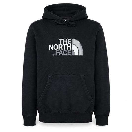 Front view of The North Face Men's Black Pullover Hoodie Small Cotton Graphic
