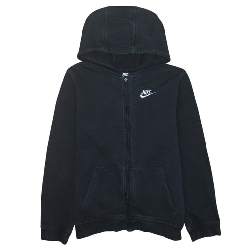 Nike Boys Black Full Zip Hoodie XL 158–170cm Fleece Casual Sweatshirt