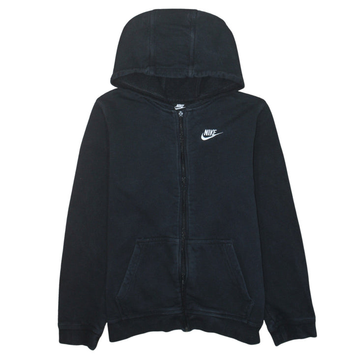 Nike Boys Black Full Zip Hoodie XL 158–170cm Fleece Casual Sweatshirt