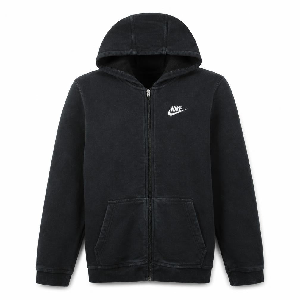 Nike Boys Black Full Zip Hoodie XL 158–170cm Fleece Casual Sweatshirt
