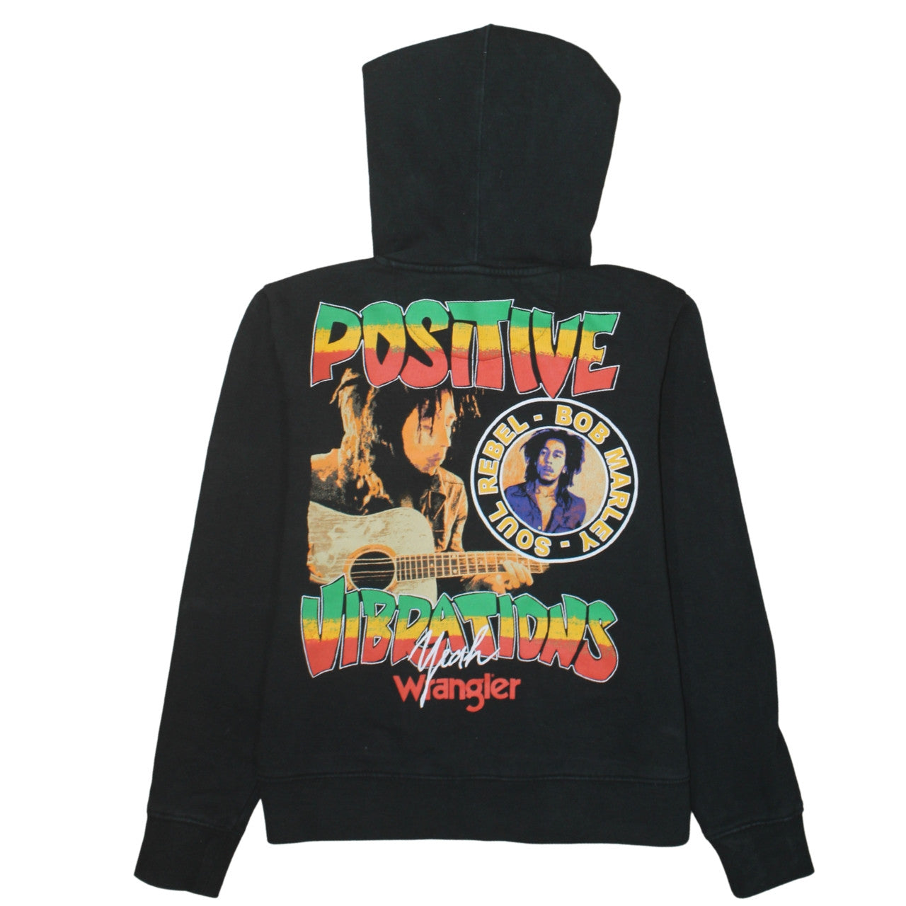 Wrangler x Bob Marley Women's Black Hoodie Small 100% Cotton Pullover