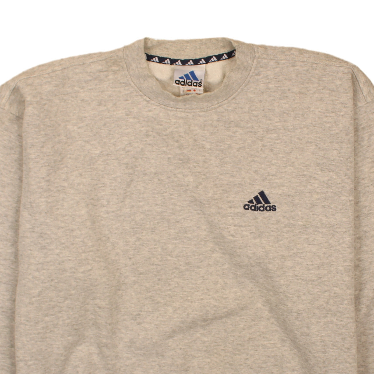 adidas Mens Beige Pullover Sweatshirt Size L Crew Neck Logo Sportswear