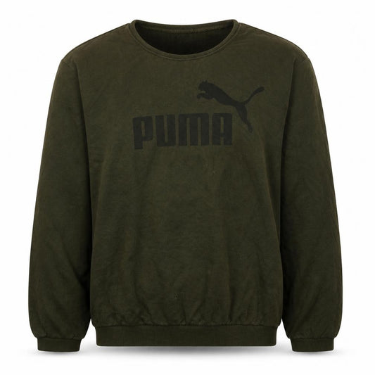Front view of Puma men’s green xl pullover fleece sweatshirt