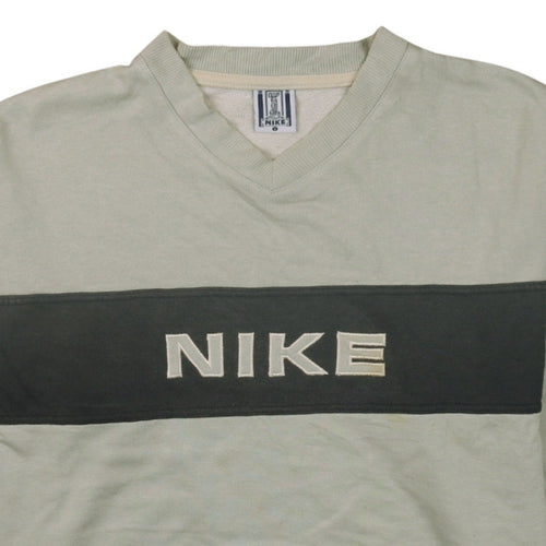 Nike Mens Beige Embroidered Logo V-Neck Pullover Sweatshirt L