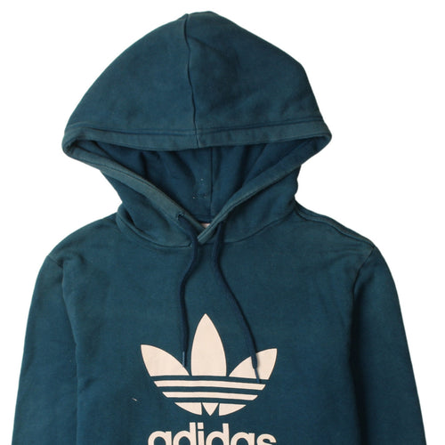 Adidas Mens Blue XS Pullover Hoodie with Logo Graphic