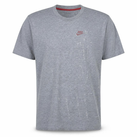 Front view of Nike Men's Grey L Crew Neck Short Sleeve Logo T-Shirt