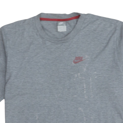 Nike Men's Grey L Crew Neck Short Sleeve Logo T-Shirt