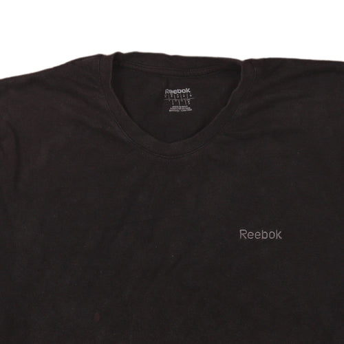 Reebok Men’s Black Cotton Crew Neck Short Sleeve T-Shirt S