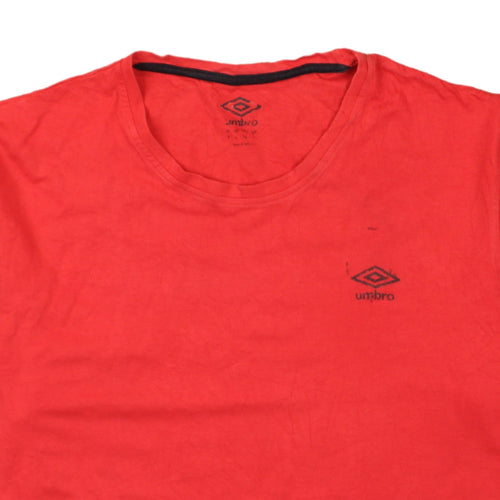 Umbro Men's Red Cotton Crew Neck Short Sleeve Sports T-Shirt Size L