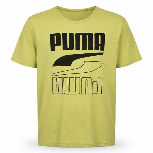 Front view of PUMA Men's Green XL Graphic Logo Crew Neck T-Shirt