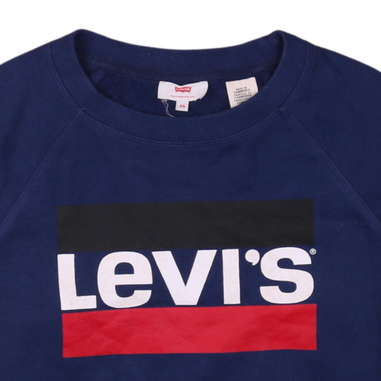 Levi's Womens Navy Blue Logo Crew Neck Pullover Sweatshirt XS