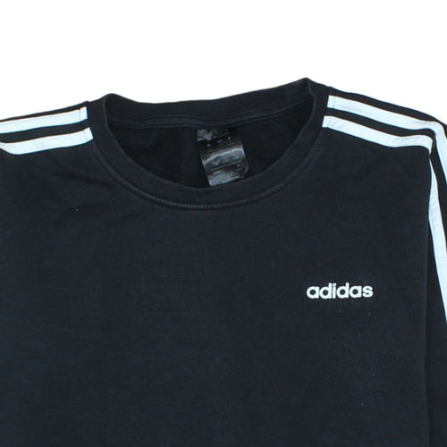Adidas Womens Black Crew Neck Sweatshirt L 16-18 Logo Long Sleeve