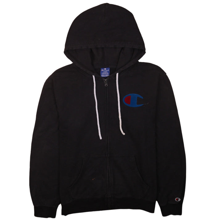 Champion Men's Black Full Zip Hoodie Size L with Logo
