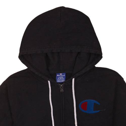 Champion Men's Black Full Zip Hoodie Size L with Logo