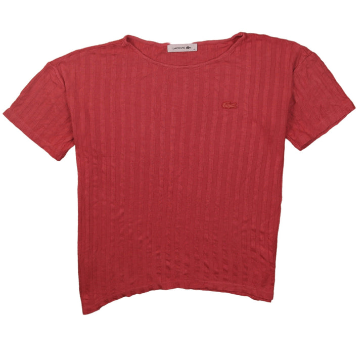 Lacoste Women's Red Crew Neck Cotton Knit T-Shirt Size 12