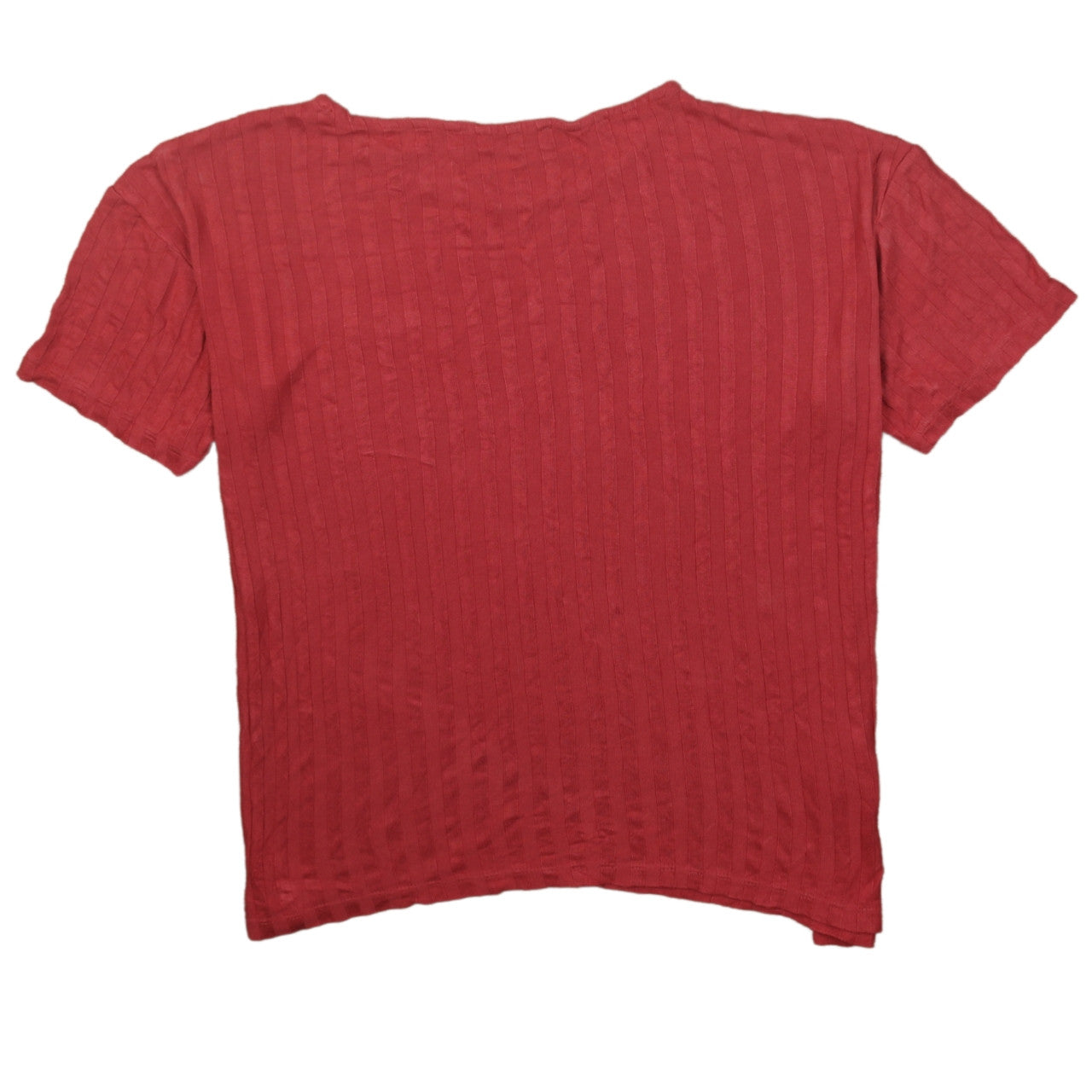 Lacoste Women's Red Crew Neck Cotton Knit T-Shirt Size 12
