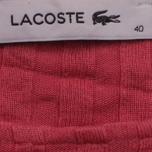 Lacoste Women's Red Crew Neck Cotton Knit T-Shirt Size 12