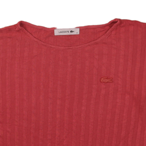Lacoste Women's Red Crew Neck Cotton Knit T-Shirt Size 12