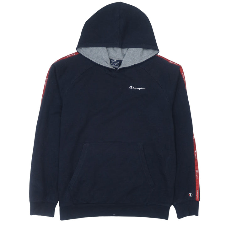 Champion Boys Black Pullover Hoodie 2XL Logo Tape Fleece Sweatshirt