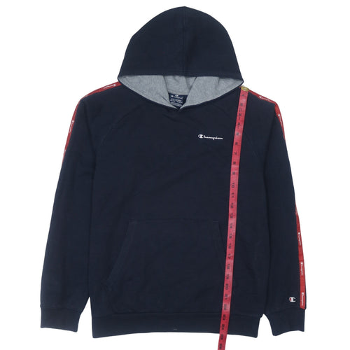 Champion Boys Black Pullover Hoodie 2XL Logo Tape Fleece Sweatshirt