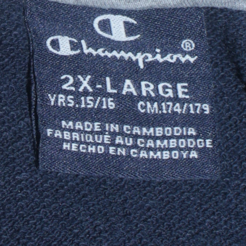 Champion Boys Black Pullover Hoodie 2XL Logo Tape Fleece Sweatshirt