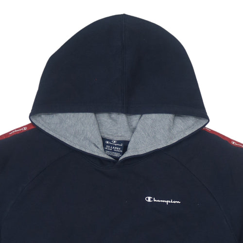 Champion Boys Black Pullover Hoodie 2XL Logo Tape Fleece Sweatshirt