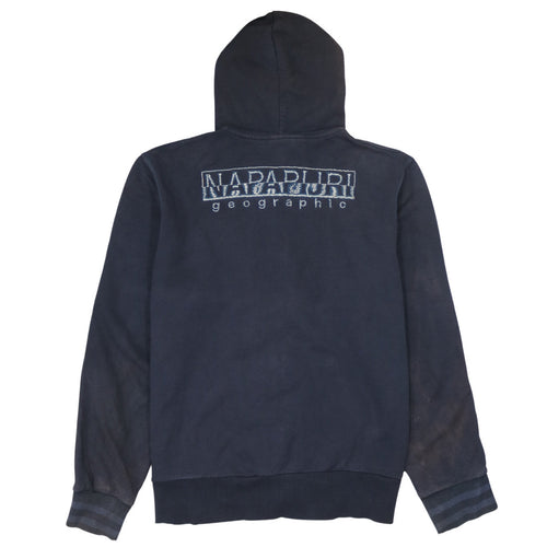 Napapijri Men's Blue Full Zip Hoodie 2XL Cotton Outdoor Style