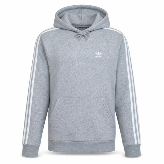Front view of adidas Men's Grey Pullover Hoodie Medium Fleece Sportswear