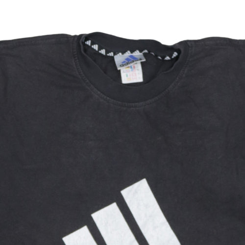 Adidas Men’s Black Logo Sports Graphic Cotton T-Shirt L