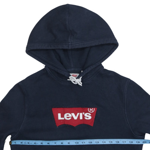 Levi’s Men’s Blue Pullover Hoodie Small Logo Fleece Sweatshirt