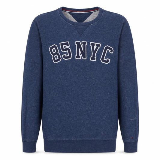 Front view of Tommy Hilfiger Men’s Blue 85 NYC Crew Neck Sweatshirt, size L