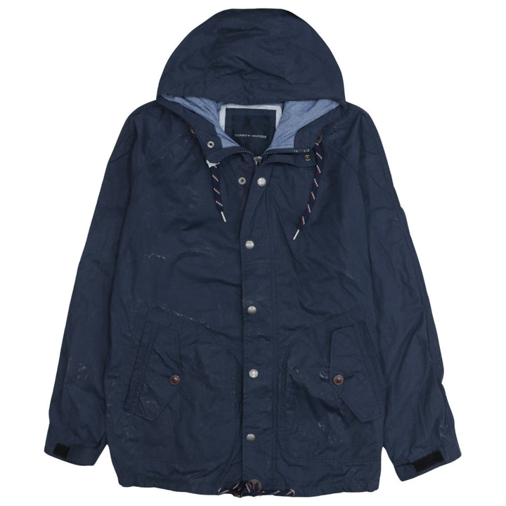 Tommy Hilfiger Men Blue Hooded Parka Jacket XL Cotton Nylon