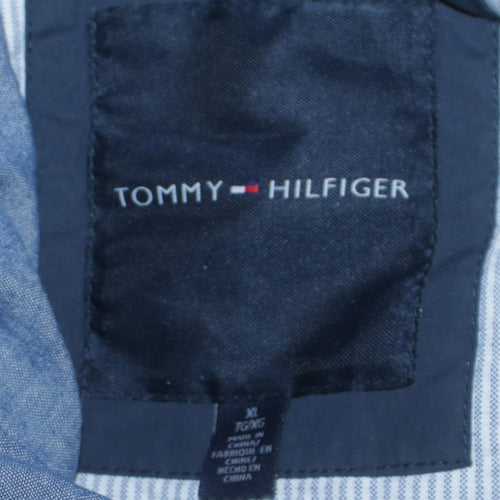 Tommy Hilfiger Men Blue Hooded Parka Jacket XL Cotton Nylon