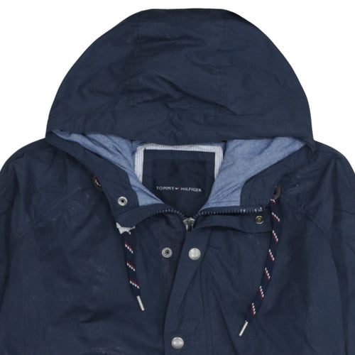 Tommy Hilfiger Men Blue Hooded Parka Jacket XL Cotton Nylon