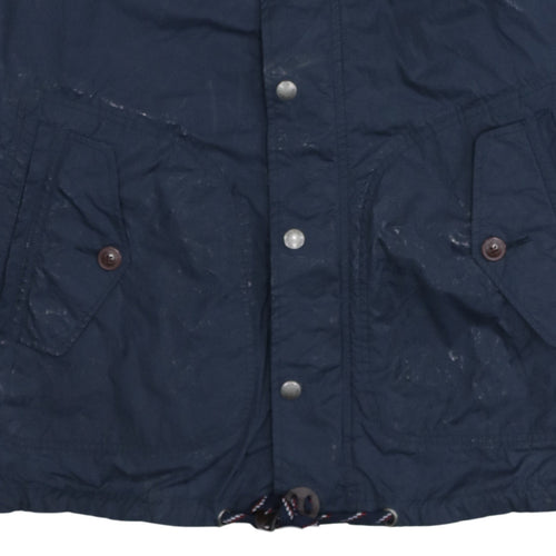 Tommy Hilfiger Men Blue Hooded Parka Jacket XL Cotton Nylon